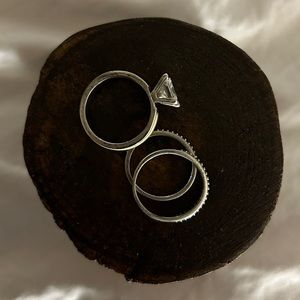 Grand Ladybird wedding set from antler rings.com. Size 6.